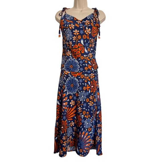 Sigrid Olsen Floral Size XS/S Two Pieces Skirt Tank Top Blue Orange NWT - Picture 1 of 13